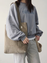 コーデュロイシンプルラインバッグ (khaki gray)