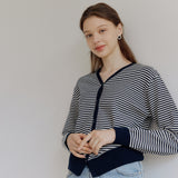 SMALL STRIPE CARDIGAN_NAVY (6600101494902)