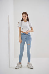 アンバランスクロップTシャツ/TOP(9190) VV Unbalance Crop Tee
