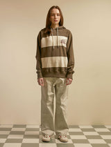WIDE STRIPE RAGLAN HOODIE (KHAKI) (6675315720310)