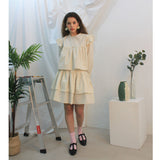 Floria shirring blouse (ivory) (6656430997622)