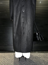 [UNISEX]ウールバックボタンマキシロングコート(ブラック)