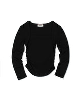 SQUARE NECK SHIRRING SLEEVE (BLACK) 