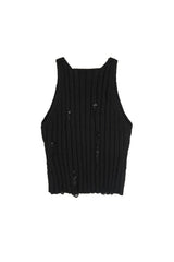 ディストレスドニットノースリーブ / DISTRESSED KNIT SLEEVELESS (CHARCOAL)