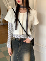 TL ストライプディープUネックロングTシャツ