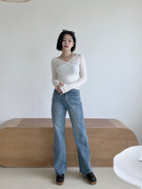 クラックジップアップストレートパンツ/no.3434 crack straight pants