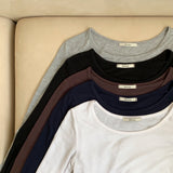 [BELLIDE MADE] Single warmer round long-sleeved cropped T-shirt
