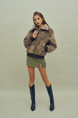 タイダイ風ボアZIPジャケット / HIDE Tie Dye Fleece Jumper (Brown) (4606136189046)