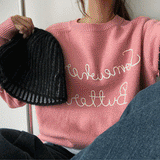 ベニン刺繍レタリングニット