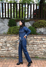 SEMI-WIDE FIT STRING POINT DARK DENIM PANTS [17708]