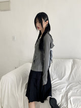 Rti Vintage V-neck Lace Hooded Long Sleeve T-shirt