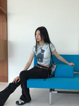ルーバーヒッププリンティングプリントクロップド半袖Tシャツ