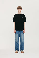 スモールチェリーニット半袖Tシャツ / UNI SMALL CHERRY SHORT SLEEVED KNIT KS [BLACK]