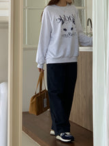 キャットドローイングスウェットシャツ/CAT DRAWING SWEATSHIRTS (WHITE MELANGE)