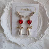 ハートラブウィングイヤリング / Red Heart Love Wing Earring