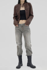 ピグメントウォッシュドレザージャケット / Pigmented Washed Leather Jacket - Brown