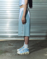 denim combi half pt - white