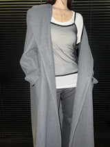 [UNISEX] Wool back button maxi long coat (Gray)