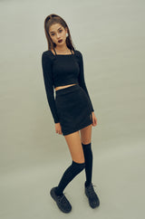ポイントスリットミニスカート / HIDE Slit Skirt (4606068359286)