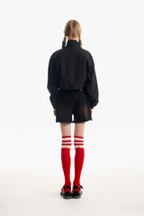 ドゥードゥルチェリークロップウィンドブレーカー／DOODLE CHERRY CROP WINDBREAKER [BLACK]