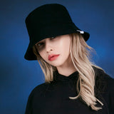 Herringbone label bucket hat BLACK