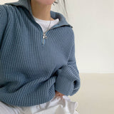 Quarter Zip Waffle Knit Top