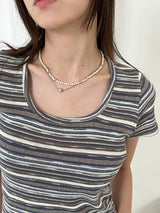 ジェムストーンラインネックレス / Gemstone Line Necklace (2color)