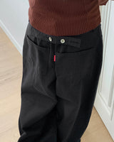 ネイドバックルポイントコットンロングワイドパンツ