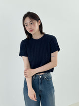 Twisted knitwear short-sleeved