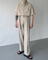 リネンショートスリーブボックスシャツ / ECT linen short-sleeved box shirt (4 colors)