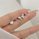 [4 set] バニラリボンピアスセット