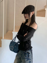 Luckett Y2K Kitsch Star Belt Denim Mini Shoulder Bag