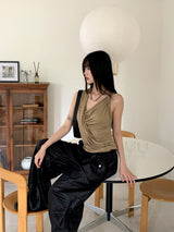 Cotyl Unfoot Wrap Shirring Draping Sleeveless Sleeveless