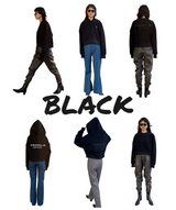 プリントクロップドフーディ / Print Cropped Hoodie-BLACK