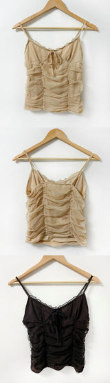 レースシャーリングビスチェ / Lace shirring bustier (4 colors)