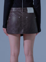Pigment Vintage Vegan Leather SKIRT (BR)
