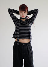 ストライプスカーフセットTシャツ/Stripe scarf set T-shirt (2color)