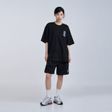 ミニベイビーフェイスパープルダイナソー半袖Tシャツ BLACK