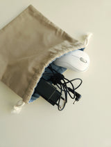 Two tone string pouch - beige L