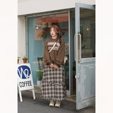 CHECK FRILL BANDING LONG SKIRT