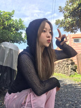 リブフードクロップジップアップニット