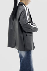 ホワイトラインレザージャケット / white line leather jacket