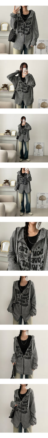 Bay Overfit Two-Way Knitwear Zip-Up Hoodie