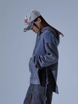 ニットブロックカットアウトフードTシャツ
