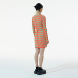 マルチカラーインターロックドレス / ORANGE MULTI COLOR INTERLOCK DRESS