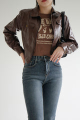 レザージップアップジャケット / Leather Zip-Up Jacket (2color)