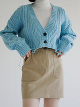ダメージクロップニットカーディガン/Damage Crop Knit Cardigan (3color)