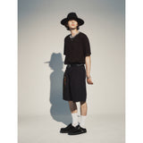 ニットカラーラウンドTシャツ / KNITTING COLLAR ROUND T-SHIRT_BK