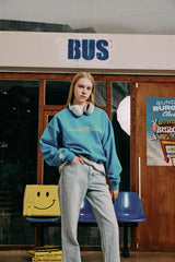 ベーシックラインロゴスウェットシャツ・ブルー［ユニセックス］/ Basic Line Logo Unisex Blue Sweat Shirt