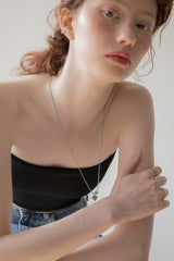 ハートポイントメランジストリングネックレス/Heart point melange string necklace